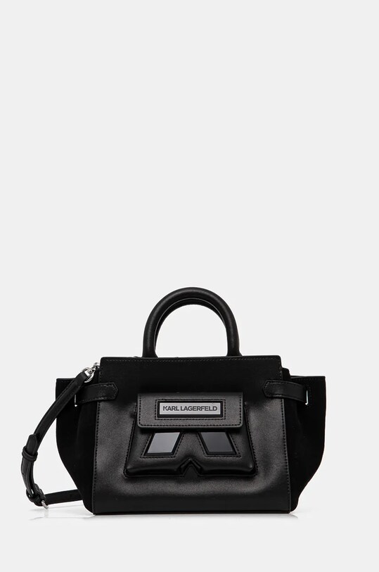 Karl Lagerfeld borsa a mano in pelle pelle fiore nero 246W3055