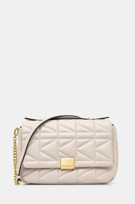 Karl Lagerfeld torebka skórzana nie mieści A4 beżowy 246W3086