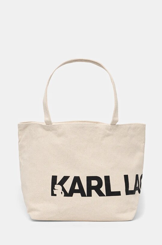 Хлопковая сумка Karl Lagerfeld печать бежевый 246W3886