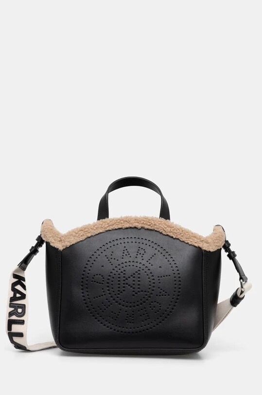 Шкіряна сумочка Karl Lagerfeld лицьова шкіра чорний 246W3084