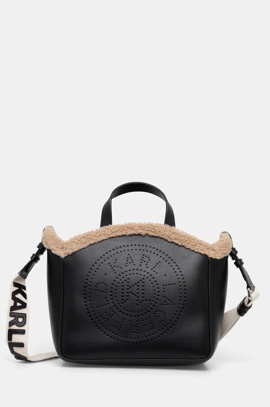 Δερμάτινη τσάντα Karl Lagerfeld λείο δέρμα μαύρο 246W3084