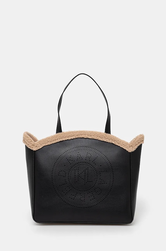 Δερμάτινη τσάντα Karl Lagerfeld απλικέ μαύρο 246W3085