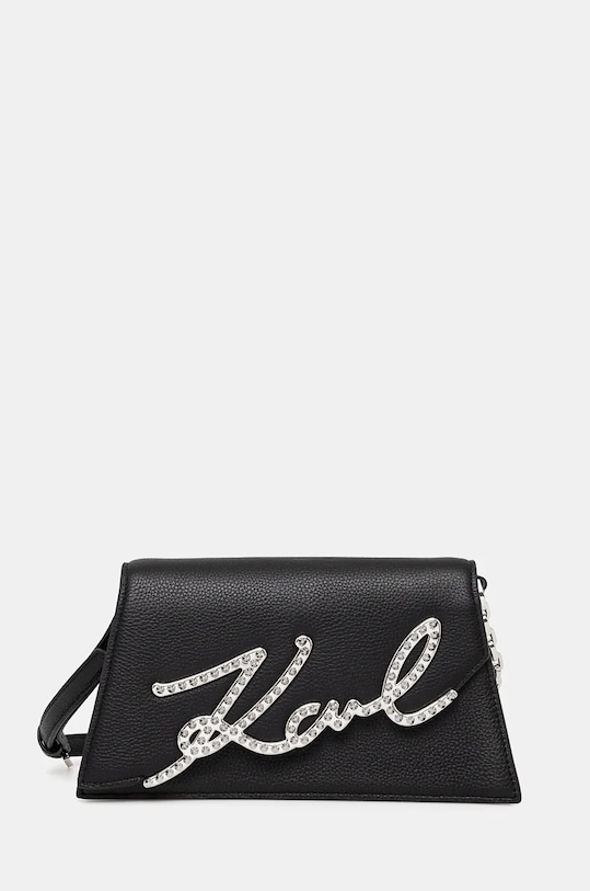 Kožená kabelka Karl Lagerfeld přírodní kůže černá 246W3096
