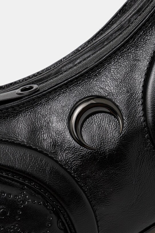 Marine Serre leather handbag Moonogram Embossed Leather Futura black WBA010A.CLEA0051