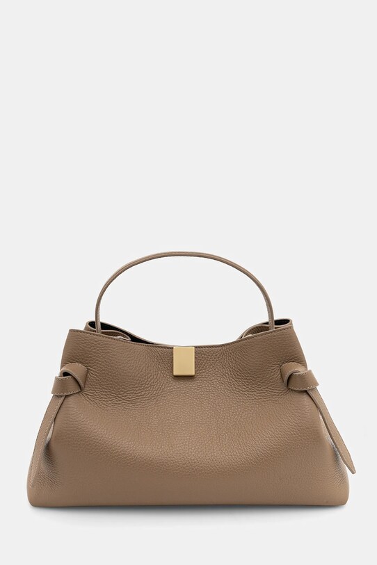 Δερμάτινη τσάντα Yuzefi GYOZA λείο δέρμα μπεζ YUZCO.HB.GZ.L035