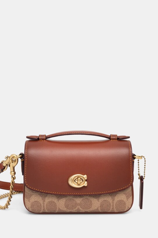 Coach leather handbag Cassie grain leather orange CW566