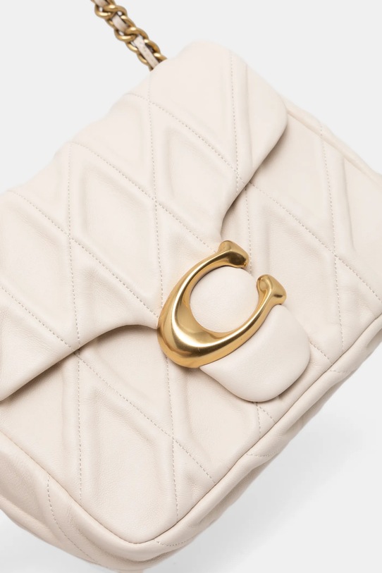 Δερμάτινη τσάντα Coach square tabby μπεζ CW629