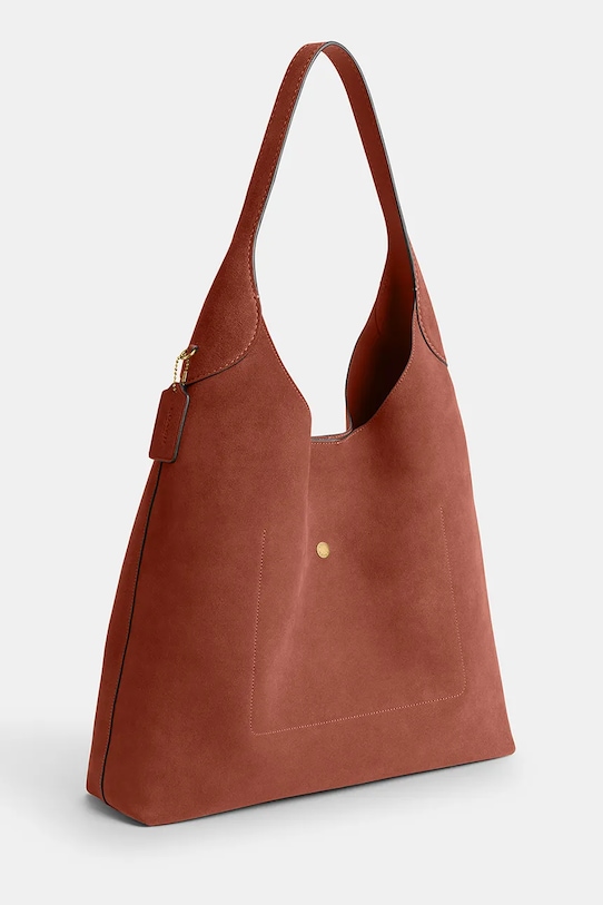 Akcesoria Coach torebka shopper damska zamszowa Suade Brooklyn Shoulder Bag 39 CW636 brązowy