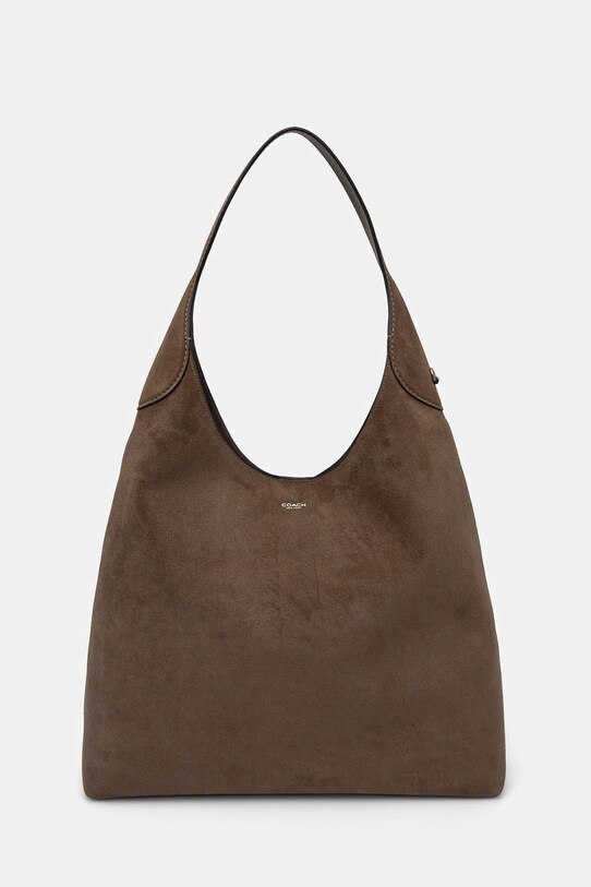 Coach geanta de mana din piele intoarsa Brooklyn uni maro CW636