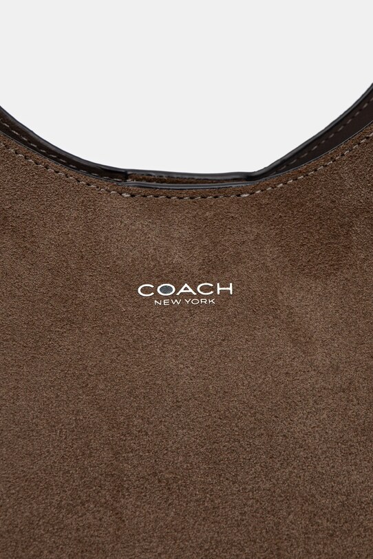 Coach geanta de mana din piele intoarsa Brooklyn maro CW636
