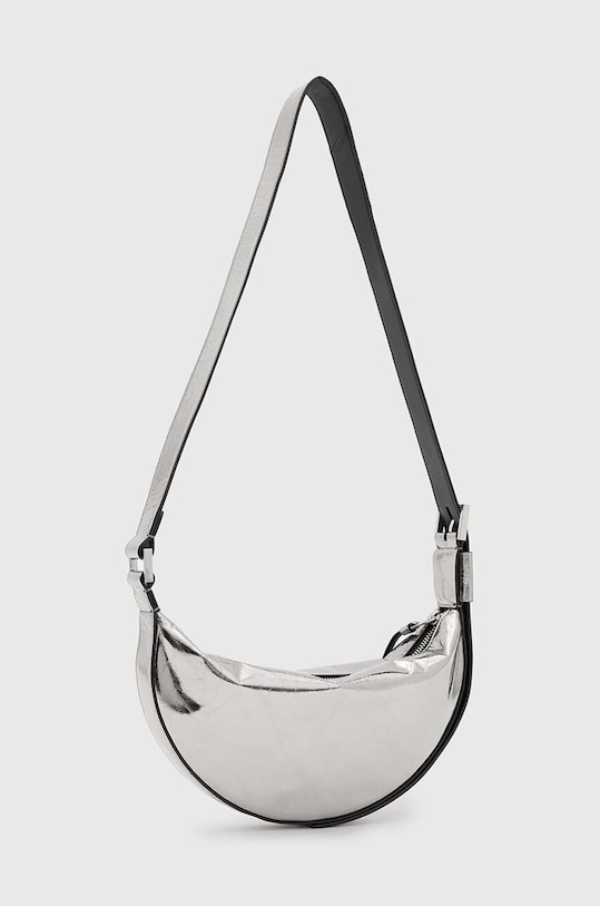 Kožená kabelka AllSaints HALF MOON XBODY W309XB strieborná AW24