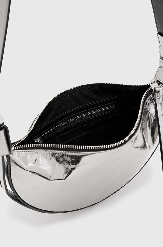 Kožená kabelka AllSaints HALF MOON XBODY W309XB strieborná