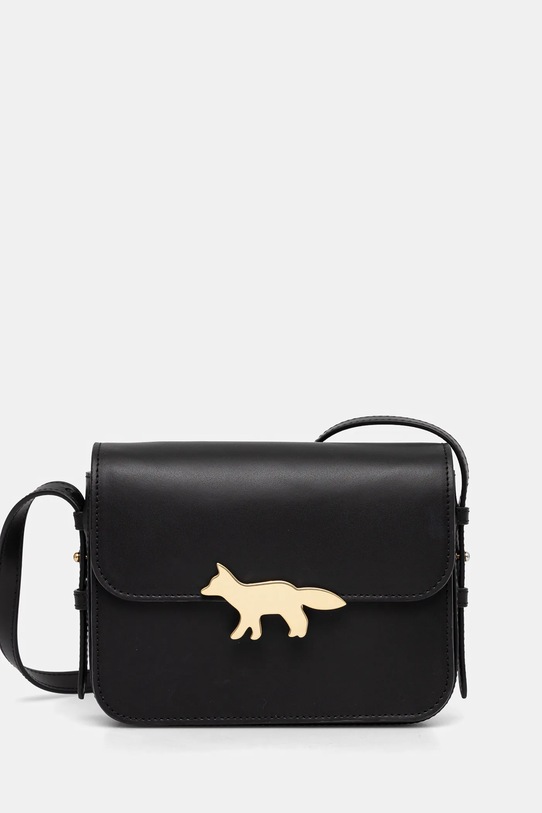 Maison Kitsuné leather handbag Edie Bag detachable strap black NW05170LR0001