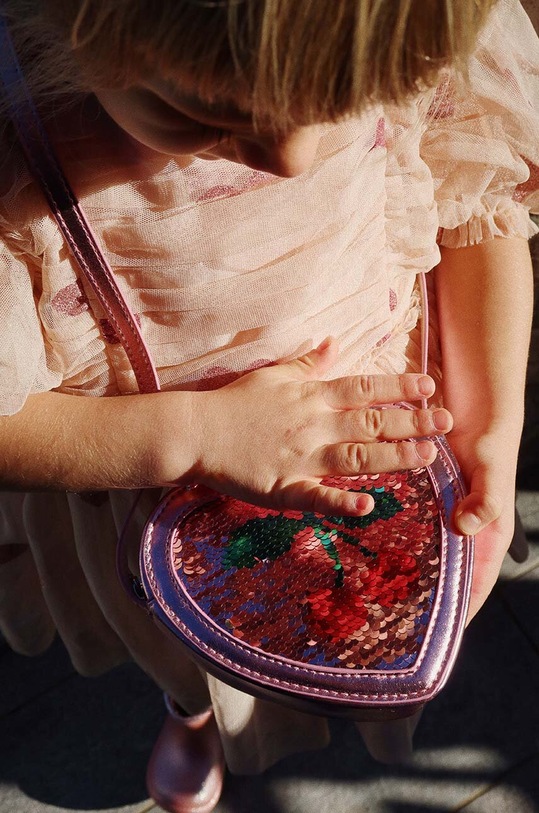 Konges Sløjd borsetta per bambini TUT HEART SEQUIN BAG tessile rosa KS101719