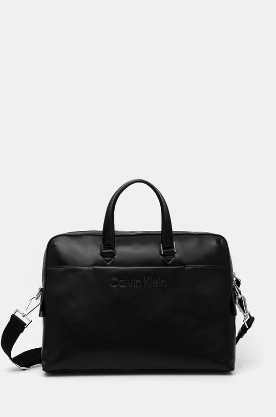 Torba Calvin Klein imitacija zrnate kože crna K50K512537