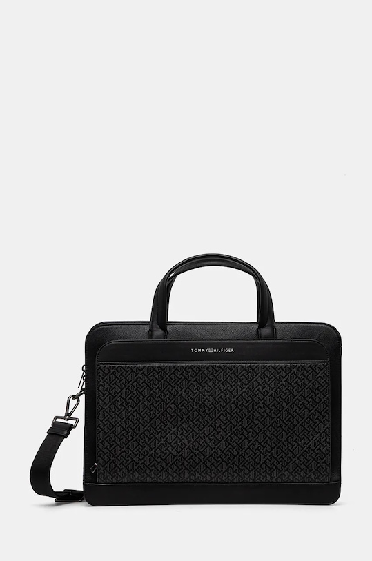 Taška Tommy Hilfiger imitácia kože čierna AM0AM12706