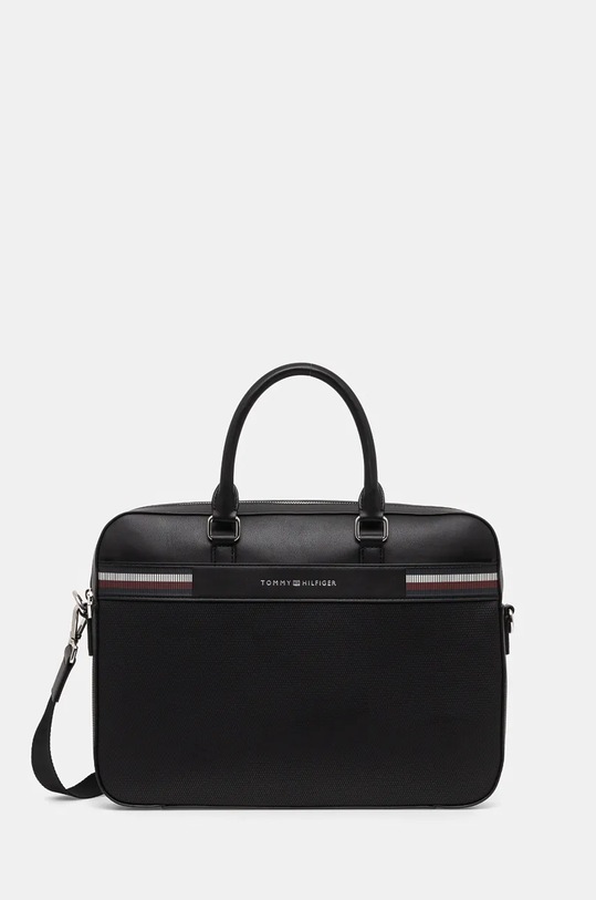 Torba Tommy Hilfiger imitacija zrnate kože crna AM0AM12726