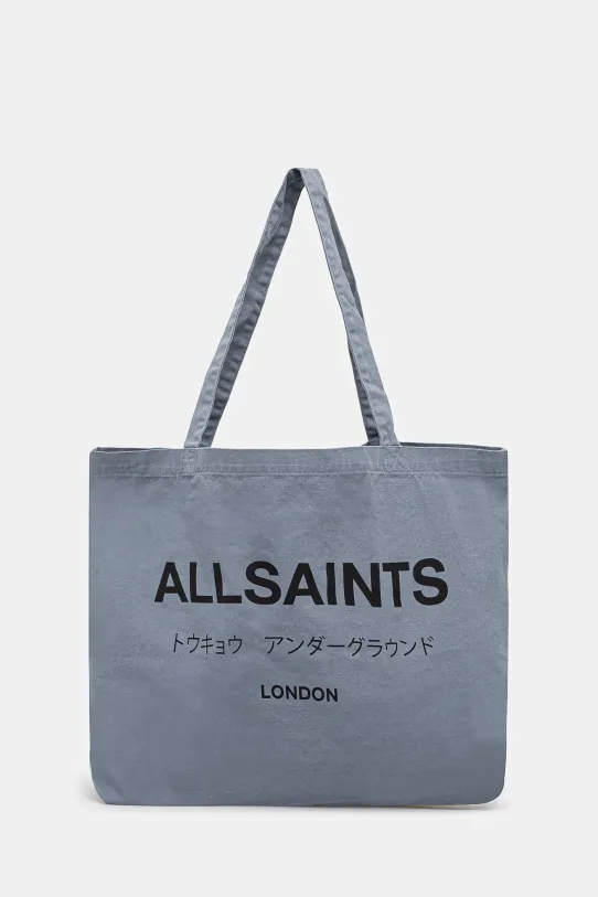 Бавовняна сумка AllSaints надрук блакитний M170XB