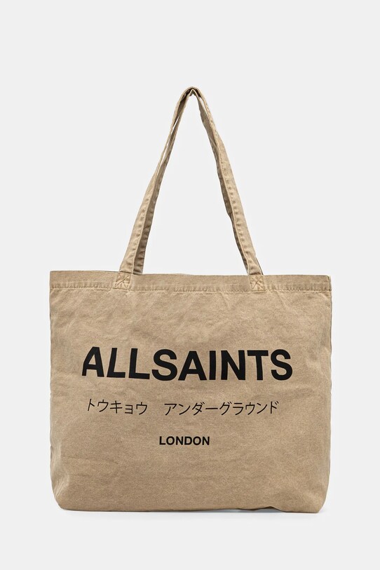 Βαμβακερή τσάντα AllSaints υφασμάτινο μπεζ M249XB