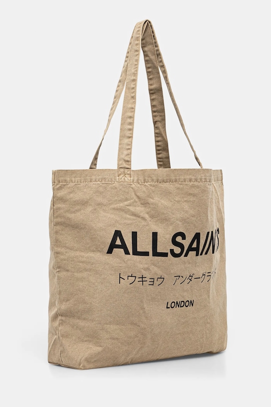Бавовняна сумка AllSaints M249XB бежевий SS25