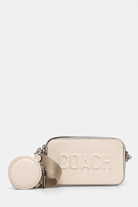 Шкіряна сумка Coach лицьова шкіра бежевий CW540