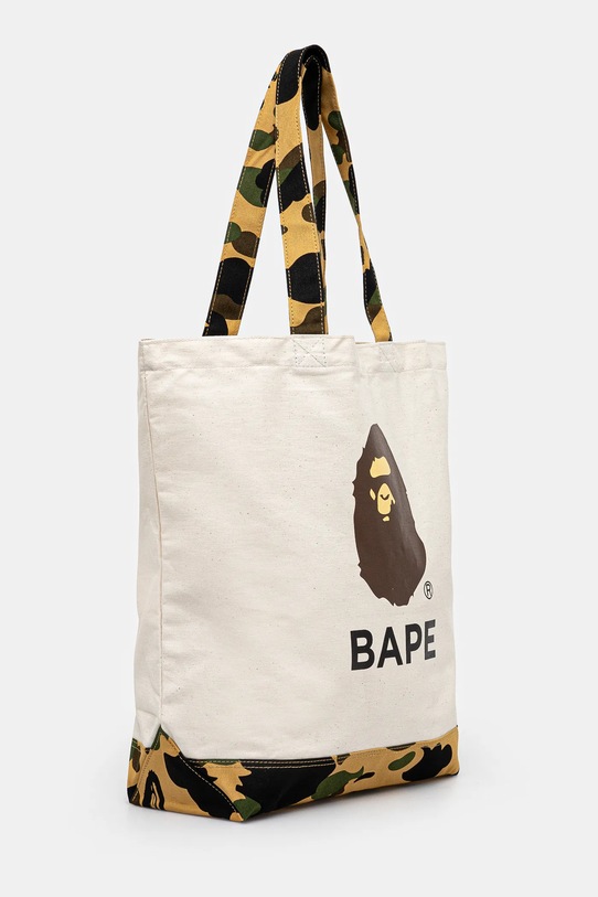 A Bathing Ape cotton bag 1St Camo Ape Head Tote Bag 1K80189009 beige AW24