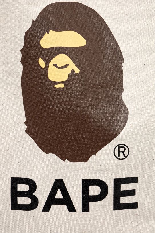 A Bathing Ape geantă de bumbac 1St Camo Ape Head Tote Bag bej 1K80189009