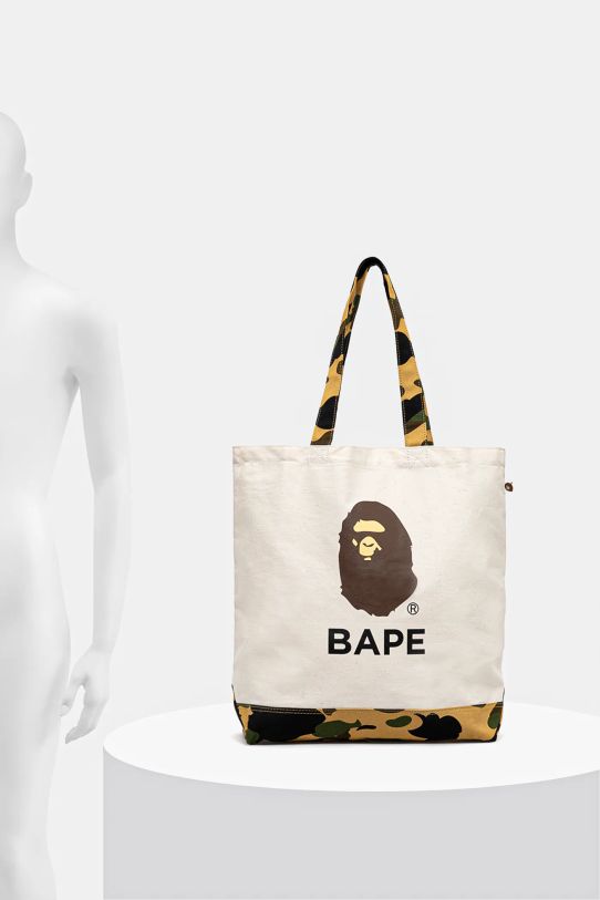 A Bathing Ape geantă de bumbac 1St Camo Ape Head Tote Bag 1K80189009