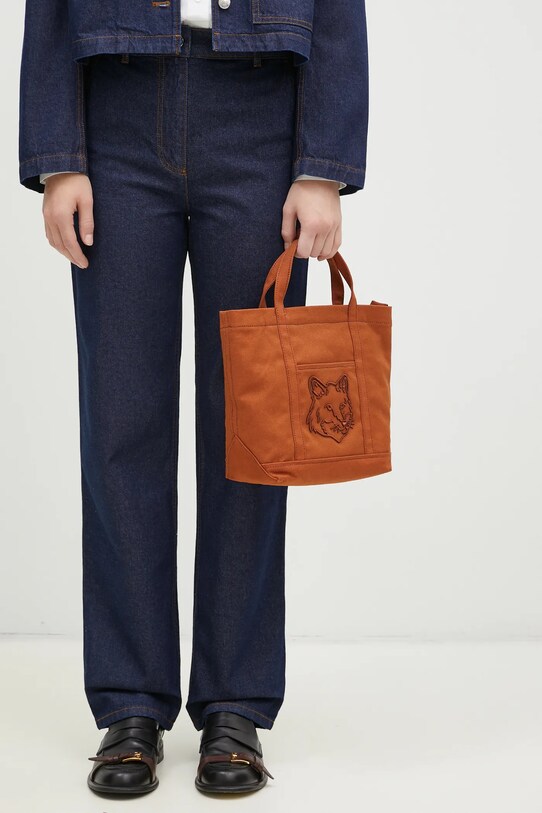 Maison Kitsuné torba bawełniana Fox Head tekstylny brązowy LW05103WW0107