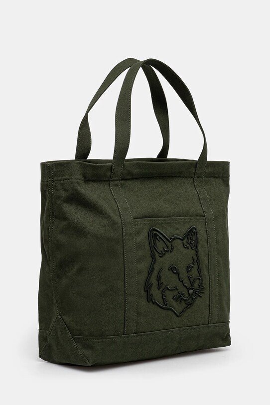 Maison Kitsuné cotton bag Fox Head LW05104WW0107 green AW24