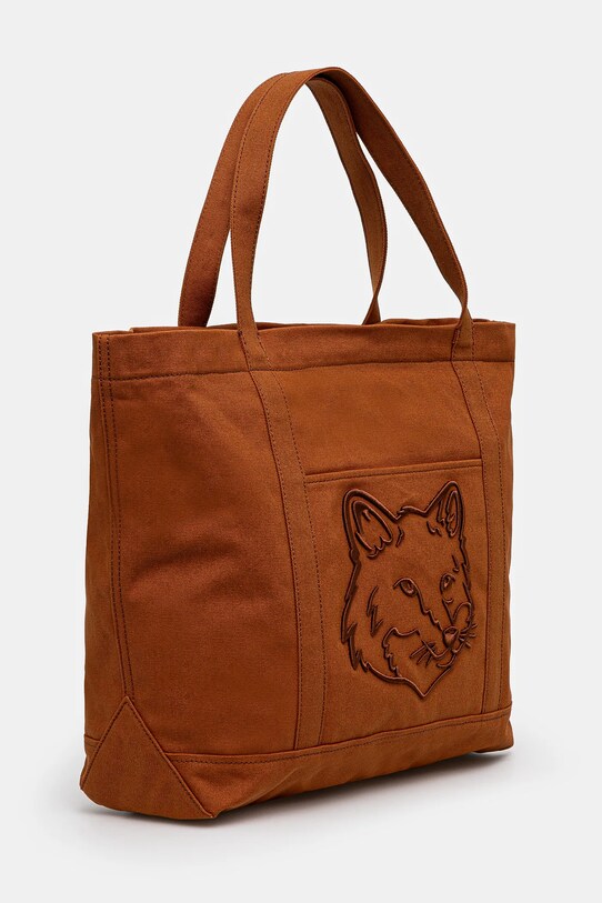 Хлопковая сумка Maison Kitsuné Fox Head LW05104WW0107 коричневый AW24