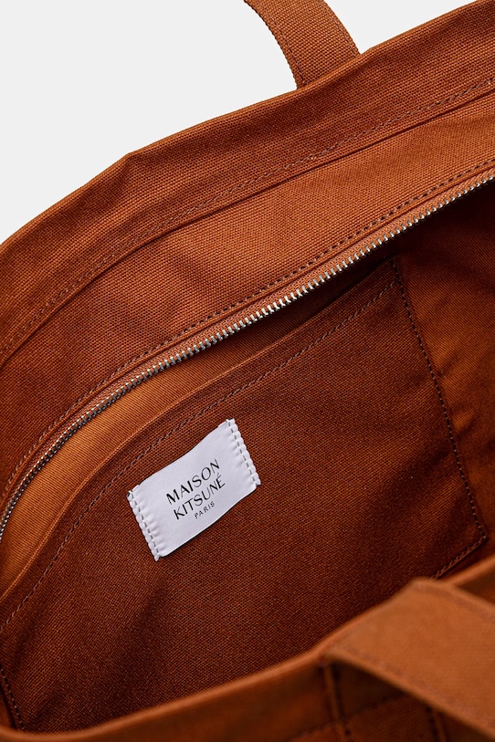 Maison Kitsuné cotton bag Fox Head LW05104WW0107 brown