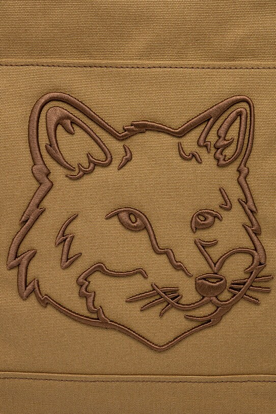 Maison Kitsuné geantă de bumbac Fox Head Xl Tote verde LW05105WW0107