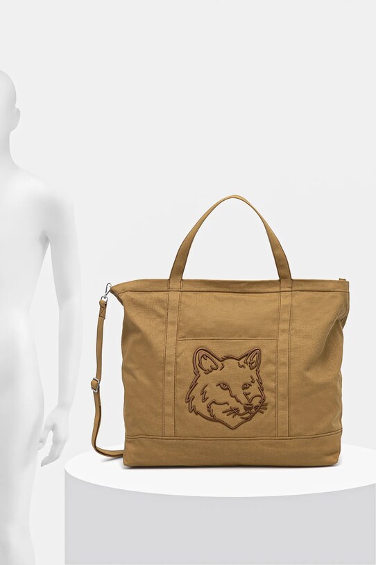 Maison Kitsuné geantă de bumbac Fox Head Xl Tote LW05105WW0107