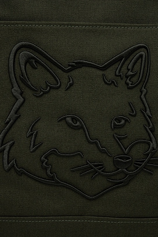 Хлопковая сумка Maison Kitsuné Fox Head Xl Tote зелёный LW05105WW0107
