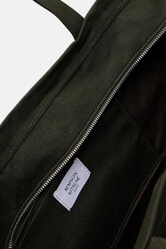 Хлопковая сумка Maison Kitsuné Fox Head Xl Tote LW05105WW0107 зелёный