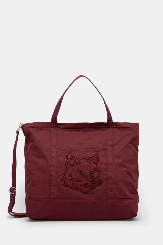 Maison Kitsuné borsa in cotone Fox Head Xl Tote applique granata LW05105WW0107
