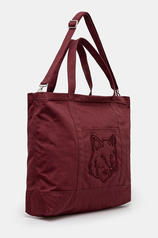 Maison Kitsuné cotton bag Fox Head Xl Tote LW05105WW0107 maroon AW24