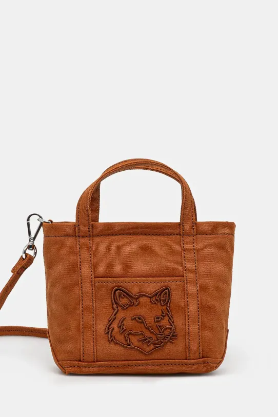Maison Kitsuné bag Fox Head Mini Tote detachable strap brown MW05106WW0107