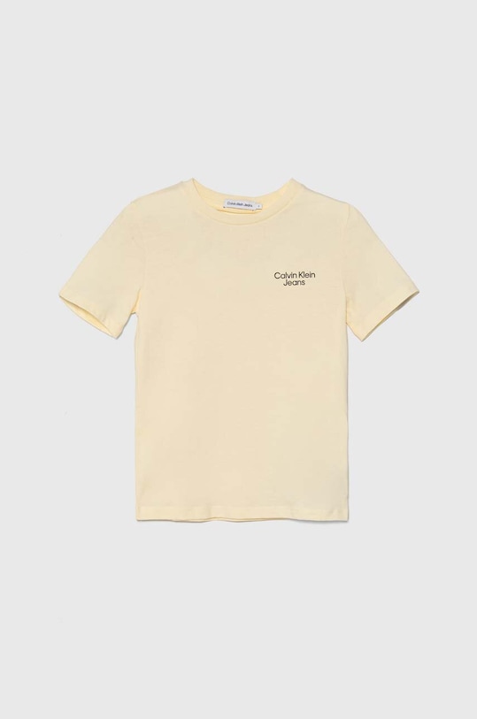 Dětské bavlněné tričko Calvin Klein Jeans kulatý žlutá IB0IB01319.9BYH.104.116
