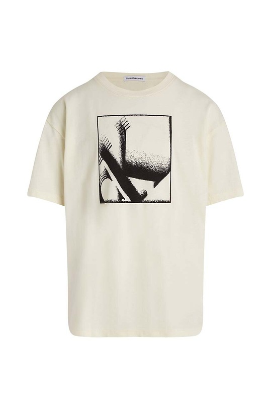 Dětské bavlněné tričko Calvin Klein Jeans IB0IB02161.9BYH béžová AW24