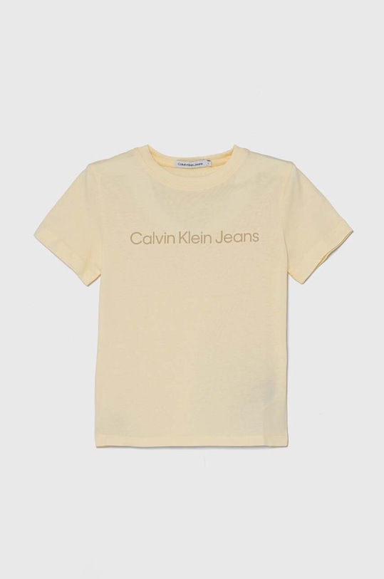 Calvin Klein Jeans t-shirt bawełniany dziecięcy nadruk żółty IU0IU00599.9BYH.104.116