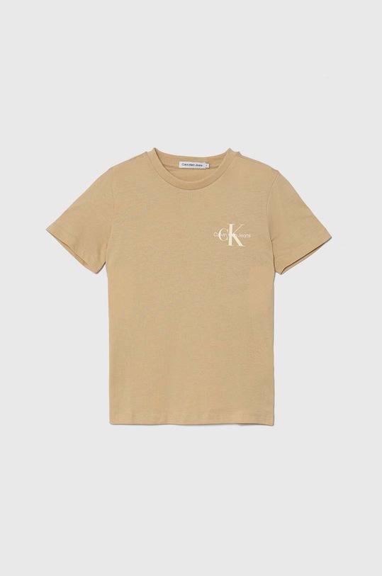 Calvin Klein Jeans t-shirt bawełniany dziecięcy nadruk beżowy IU0IU00624.9BYH