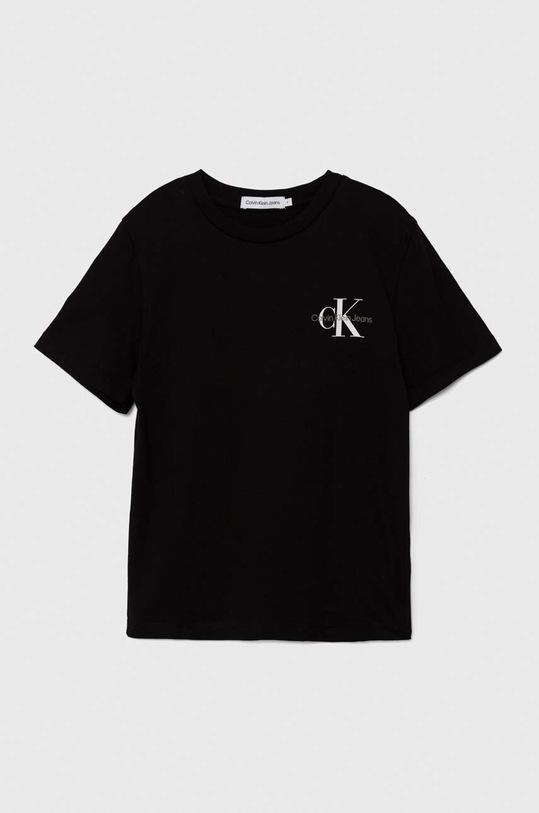 Παιδικό βαμβακερό μπλουζάκι Calvin Klein Jeans IU0IU00624.9BYH μαύρο AW24