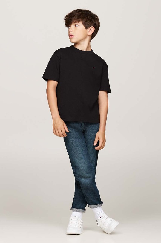 Chłopiec Tommy Hilfiger t-shirt bawełniany dziecięcy KB0KB08575.9BYH.128.176 czarny