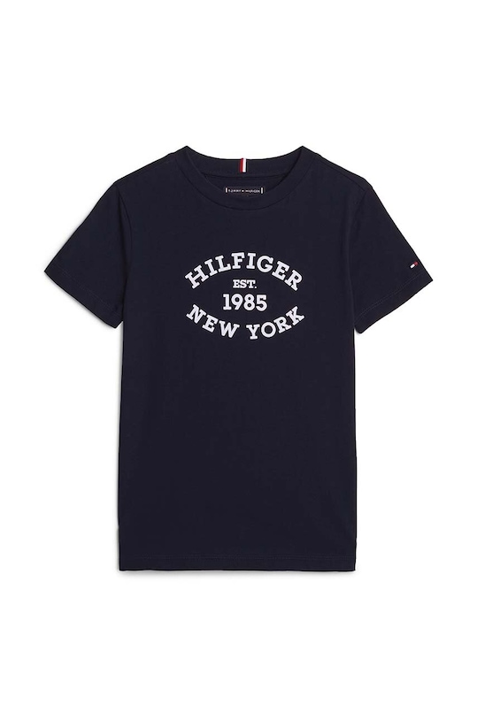 Dječja pamučna majica kratkih rukava Tommy Hilfiger KB0KB08658.9BYH.128.176 mornarsko plava AW24