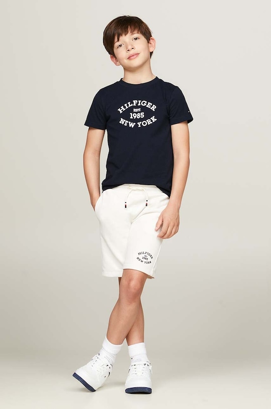 Dječja pamučna majica kratkih rukava Tommy Hilfiger mornarsko plava KB0KB08658.9BYH.128.176