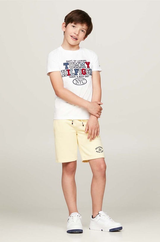 Dječja pamučna majica kratkih rukava Tommy Hilfiger bijela KB0KB08664.9BYH.128.176