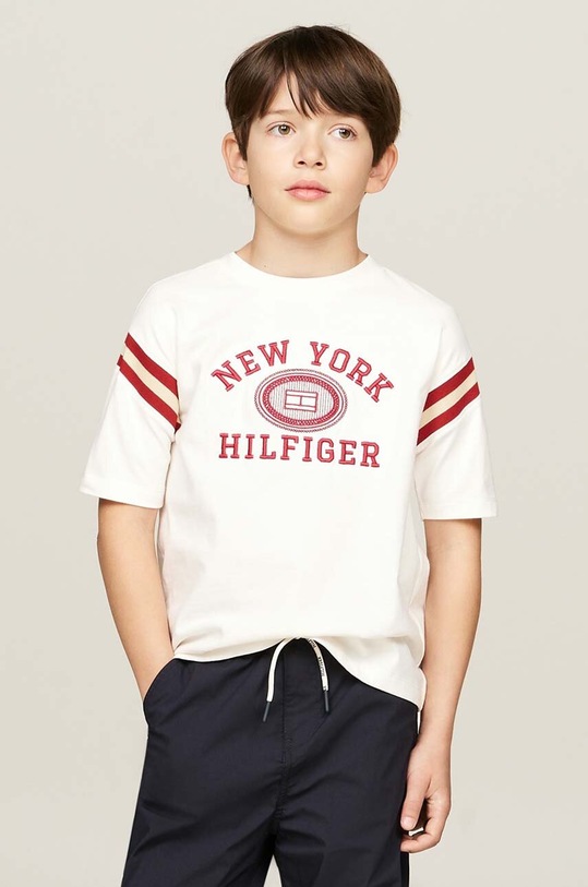 Tommy Hilfiger t-shirt bawełniany dziecięcy nadruk biały KB0KB08668.9BYH.128.176