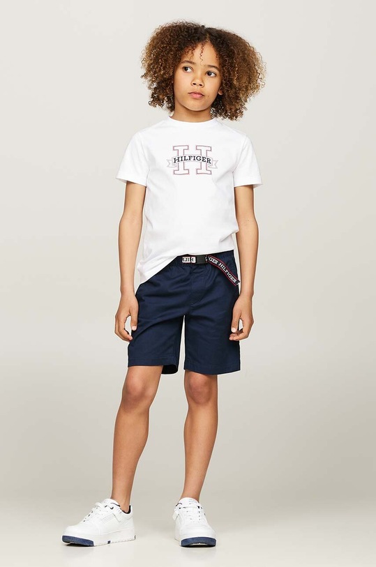 Chłopiec Tommy Hilfiger t-shirt bawełniany dziecięcy KB0KB09028.9BYH.128.176 biały